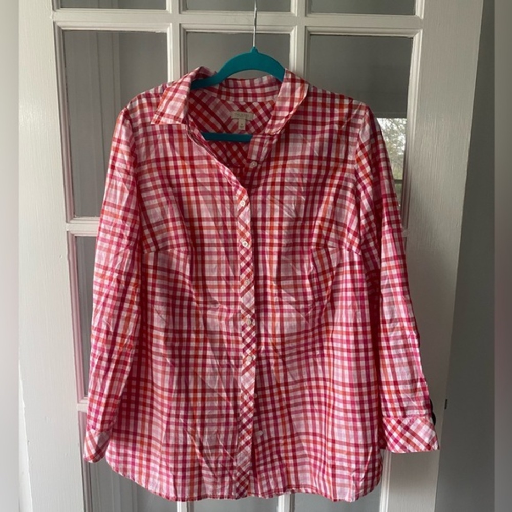 4/$20 🦋 Talbots Plaid Gingham Button Down Shirt X 14/16 Cotton